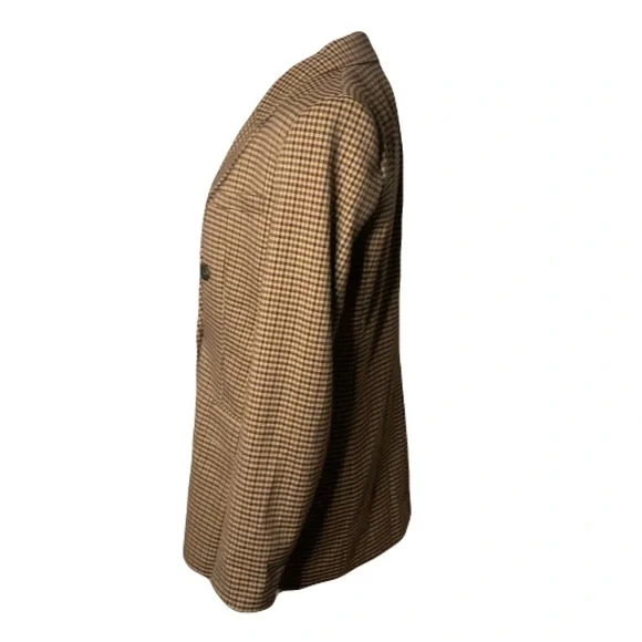 Zara Women’s Small Brown Houndstooth Checkered Double Breasted Blazer Old Money - Picture 2 of 9